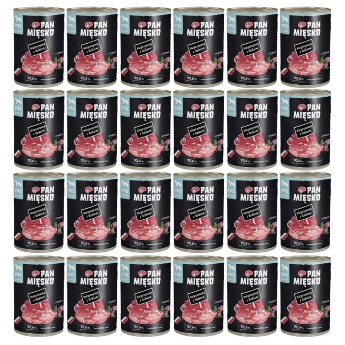 PAN MIĘSKO Wieprzowina z dzikiem mokra karma dla psów 24x400 g