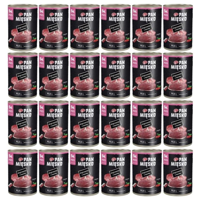 PAN MIĘSKO Wieprzowina z kaczką mokra karma dla szczeniąt 24x400 g