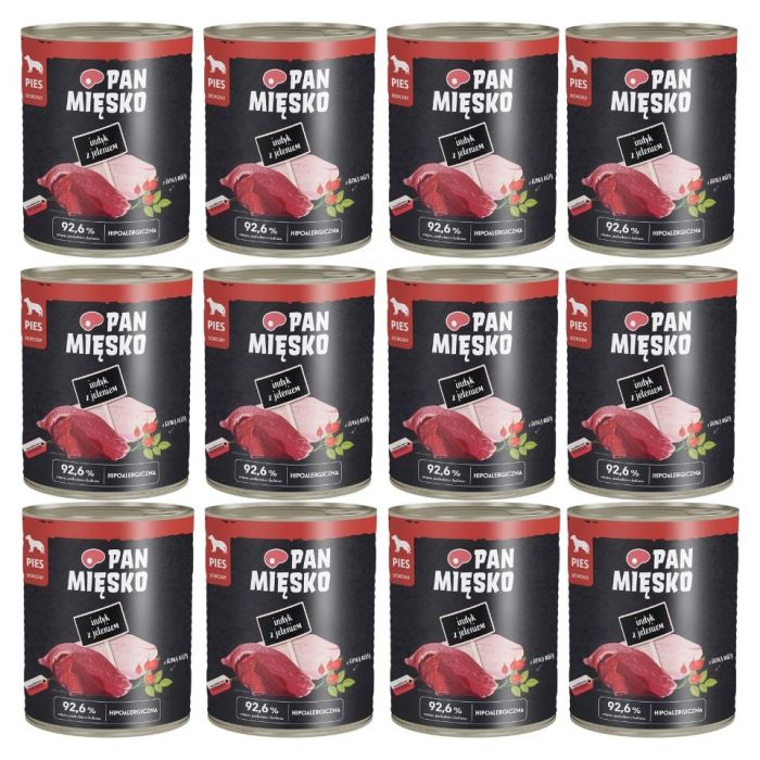 PAN MIĘSKO Indyk z jeleniem mokra karma dla psów 12x800 g