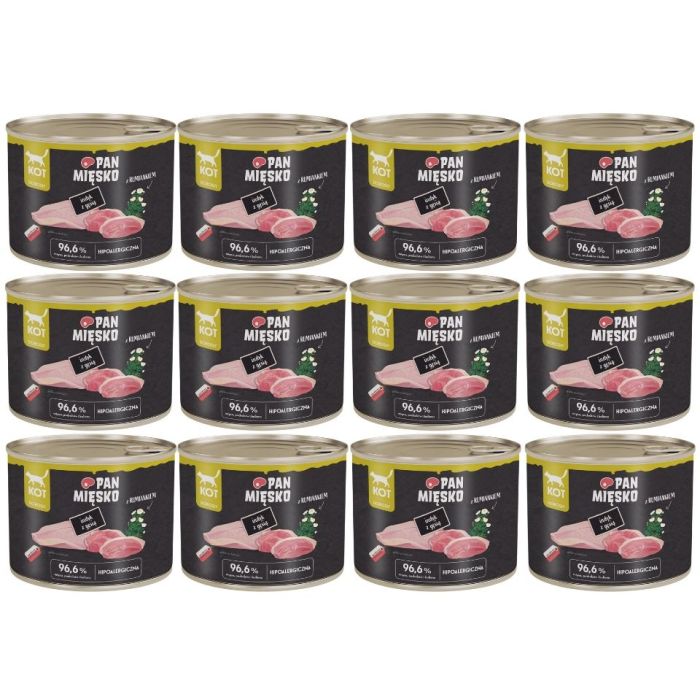 PAN MIĘSKO Indyk z gęsią mokra karma dla kotów 12x200 g