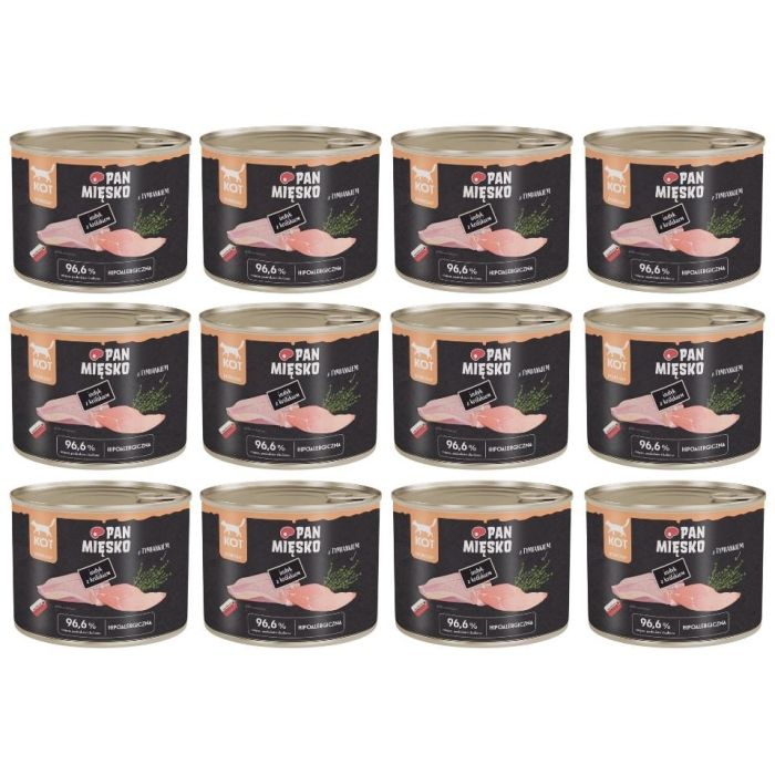 PAN MIĘSKO Indyk z królikiem mokra karma dla kota 12x200 g