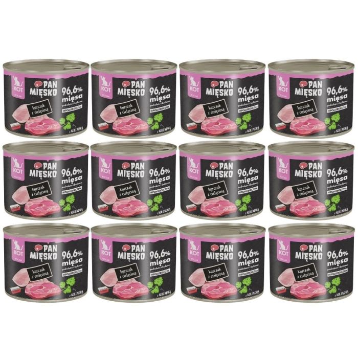 PAN MIĘSKO Kurczak z cielęciną mokra karma dla kociąt 12x200 g