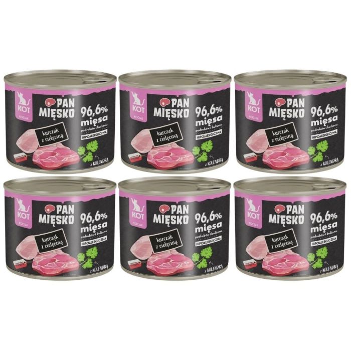 PAN MIĘSKO Kurczak z cielęciną mokra karma dla kociąt 6x200 g