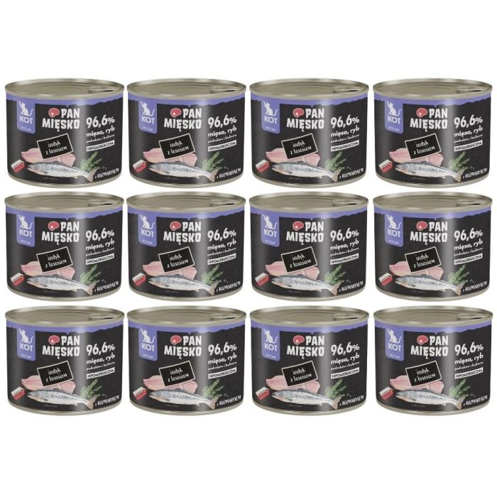 PAN MIĘSKO Indyk z łososiem mokra karma dla kociąt 12x200 g