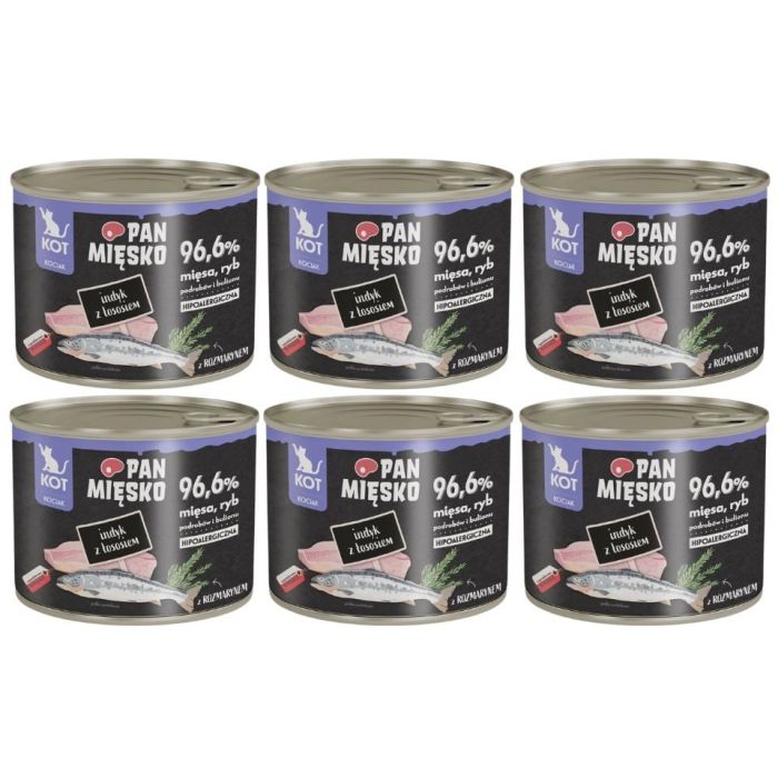 PAN MIĘSKO Indyk z łososiem mokra karma dla kociąt 6x200 g