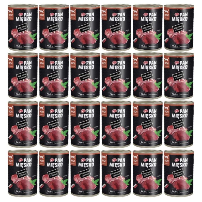 PAN MIĘSKO Wieprzowina z jeleniem mokra karma dla kotów 24x400 g