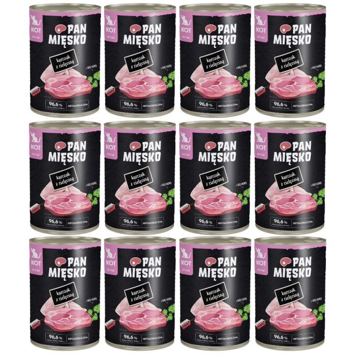 PAN MIĘSKO Kurczak z cielęciną mokra karma dla kociąt 12x400 g