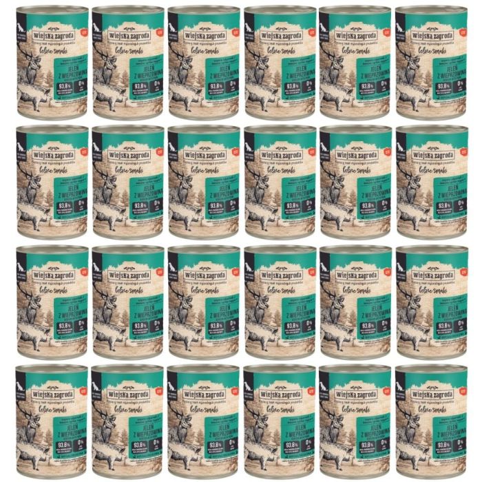 WIEJSKA ZAGRODA Leśne smaki Jeleń z wieprzowiną mokra karma dla psów 24x400 g