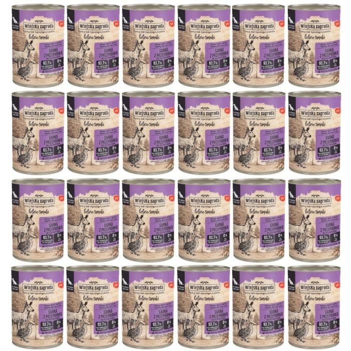 WIEJSKA ZAGRODA Leśne smaki Sarna z przepiórką mokra karma dla psów 24x400 g