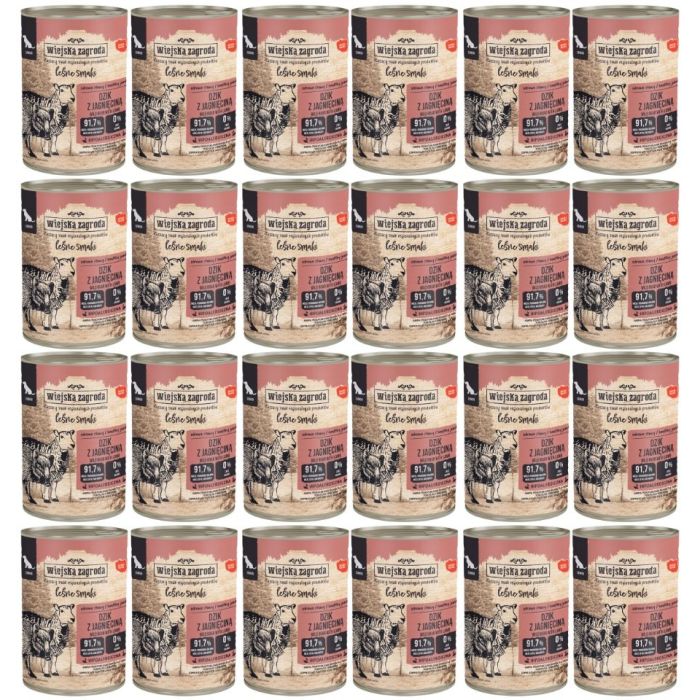 WIEJSKA ZAGRODA Leśne smaki Dzik z jagnięciną mokra karma dla psów starszych 24x400 g