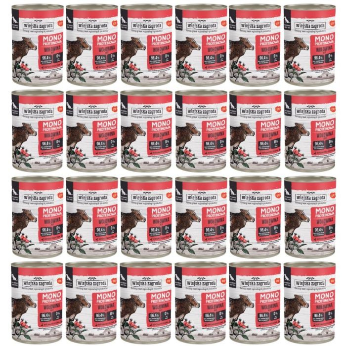 WIEJSKA ZAGRODA Monobiałkowa Wołowina mokra karma dla psów 24x400 g