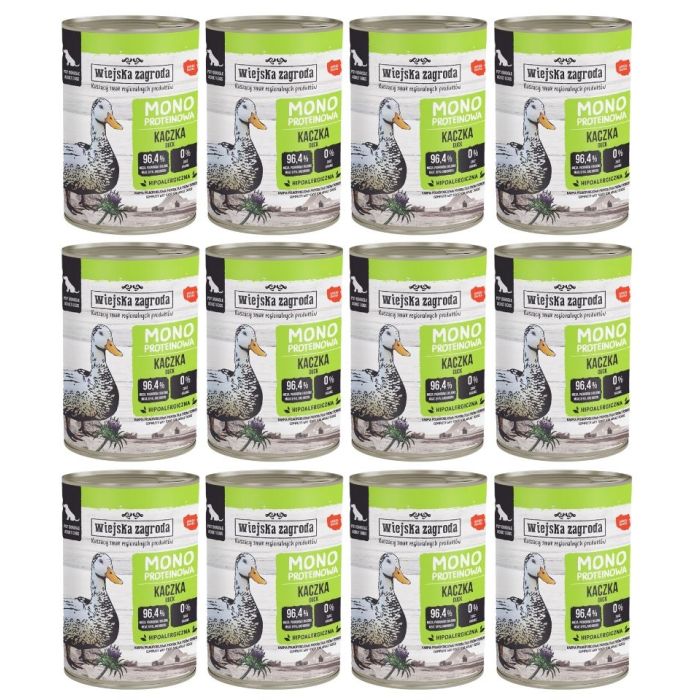 WIEJSKA ZAGRODA Monobiałkowa Kaczka mokra karma dla psów 12x400 g