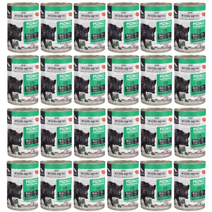 WIEJSKA ZAGRODA Monobiałkowa Dzik mokra karma dla psów 24x400 g