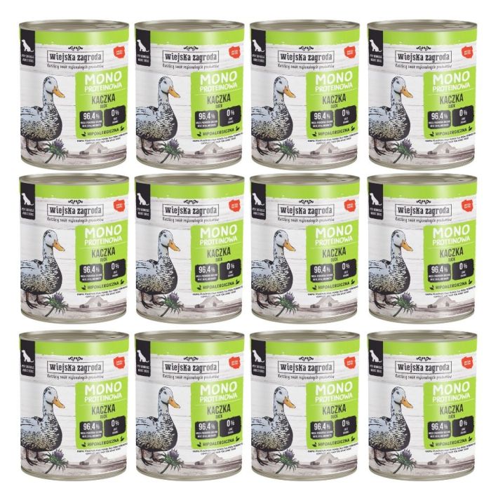 WIEJSKA ZAGRODA Monobiałkowa Kaczka mokra karma dla psów 12x800 g