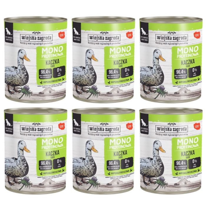 WIEJSKA ZAGRODA Monobiałkowa Kaczka mokra karma dla psów 6x800 g