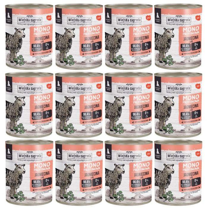 WIEJSKA ZAGRODA Monobiałkowa Jagnięcina mokra karma dla szczeniąt 12x800 g