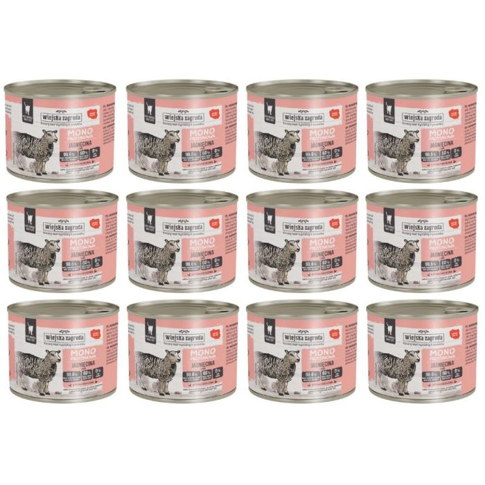 WIEJSKA ZAGRODA Monobiałkowa Jagnięcina mokra karma dla kotów 12x200 g