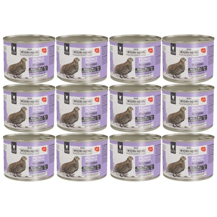 WIEJSKA ZAGRODA Monobiałkowa Przepiórka mokra karma dla kotów 12x200 g