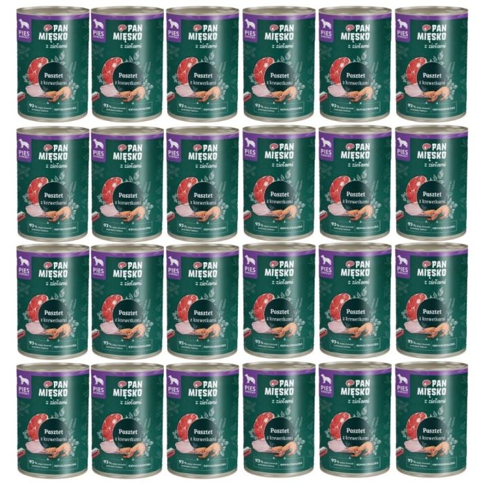 PAN MIĘSKO z ziołami Pasztet z krewetkami dla psów 24x400 g