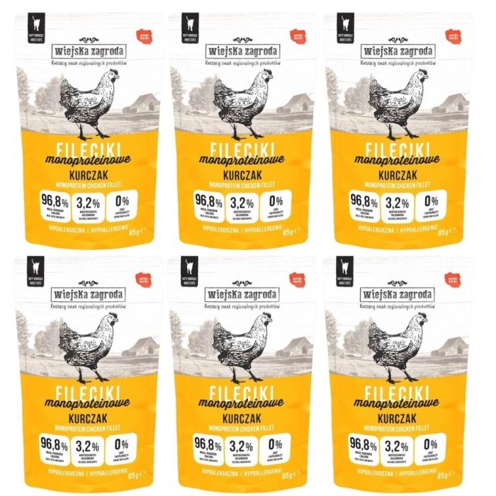 WIEJSKA ZAGRODA Fileciki Kurczak mokra karma dla kota 6x85 g