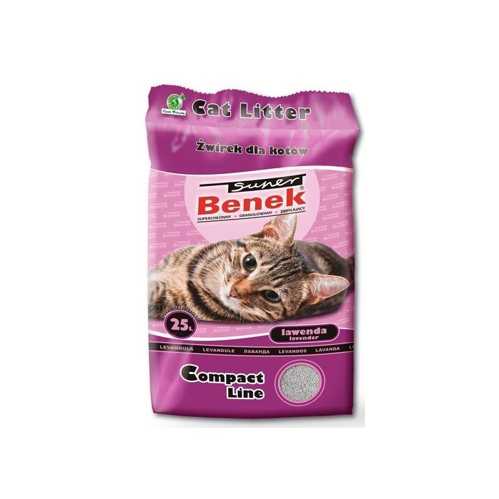 BENEK Super compact Żwirek bentonitowy lawendowy 50 l (25 l x 2)