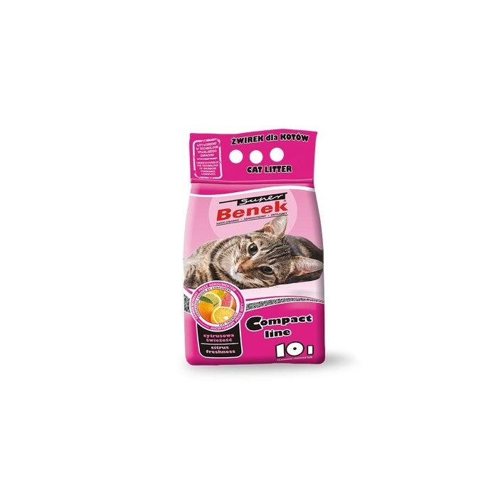 BENEK Super compact Żwirek bentonitowy cytrusowa świeżość 10 l x 2 (20 l)