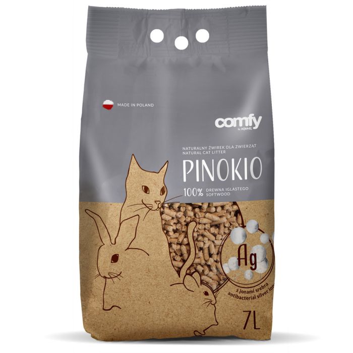 COMFY Pinokio Żwirek drewniany pellet silver guard z jonami srebra 14 l (2x7 l)