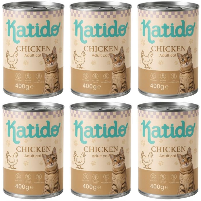 KATIDO Adult Cat Chicken 6x400 g kurczak z olejem z łososia dla kotów