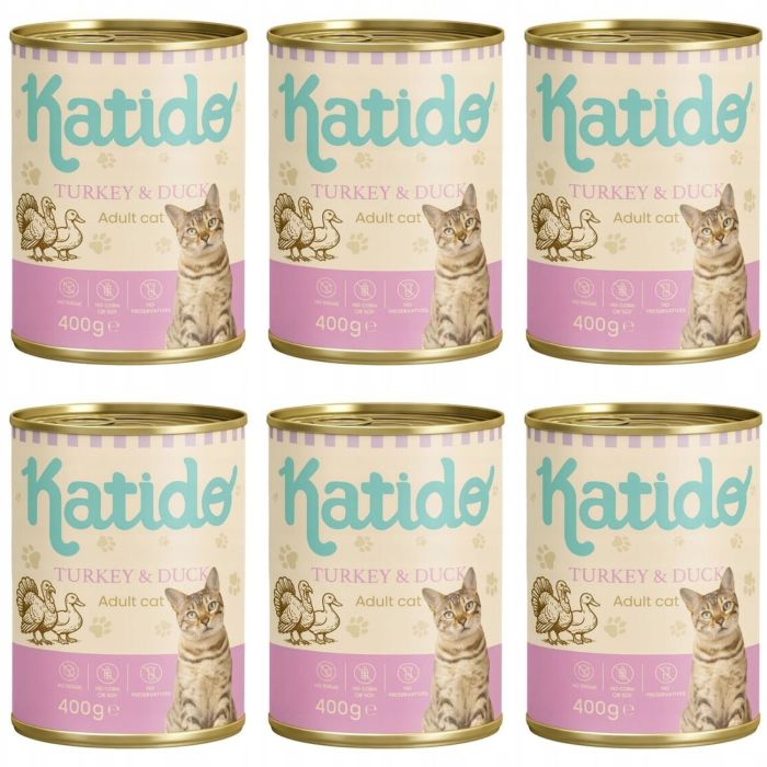 KATIDO Adult Cat Turkey and Duck 6x400 g indyk i kaczka z olejem z łososia dla kotów