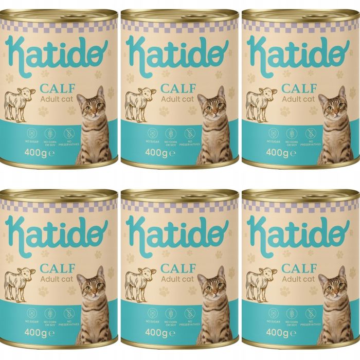 KATIDO Adult Cat Veal 6x400 g cielęcina z olejem z łososia dla kotów