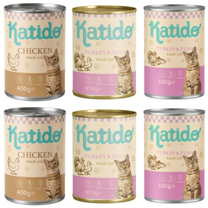 KATIDO Adult Cat Mix Smaków z Drobiem 6 x 400g mokra karma dla kota
