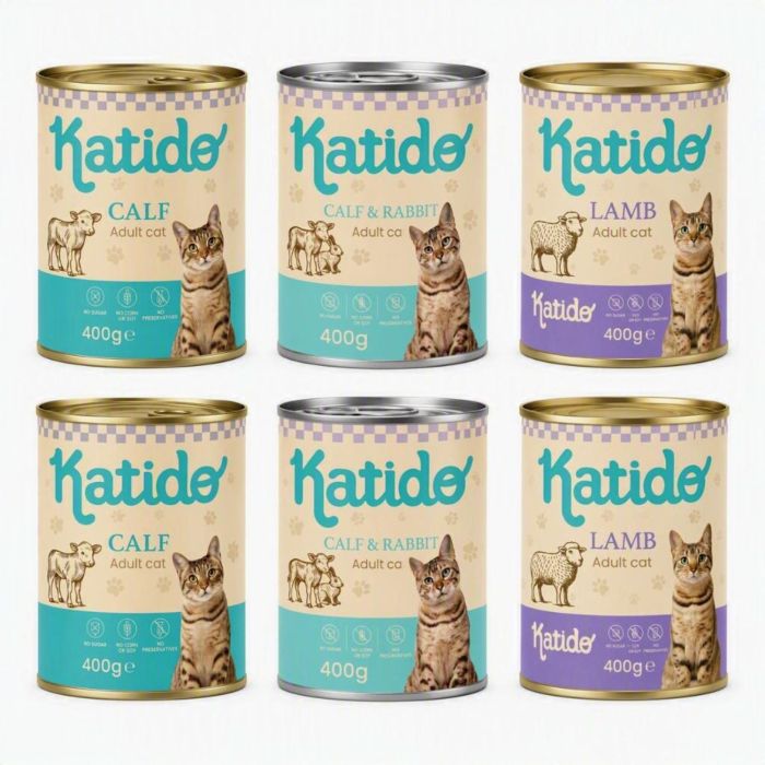 KATIDO Adult Cat Mix Smaków Jagnięcina&Cielęcina 6 x 400g mokra karma dla kota