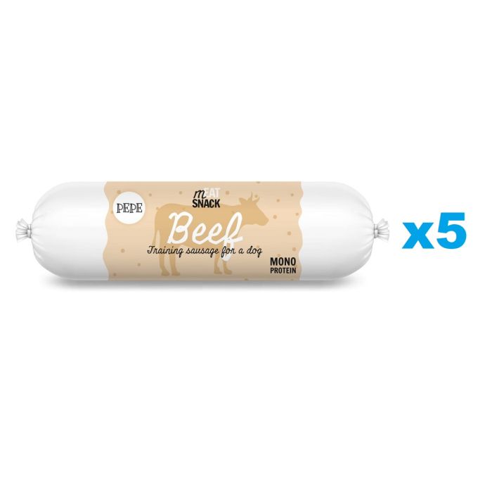 PAKA ZWIERZAKA PEPE Meat Snack Kiełbaska z wołowiny dla psa 5x200g