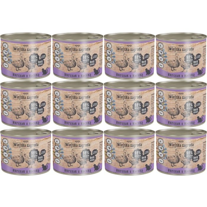 WIEJSKA ZAGRODA Adult Kurczak z kaczką 12x200 g puszka dla kota