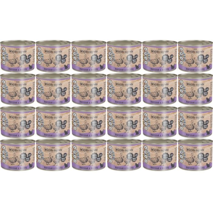 WIEJSKA ZAGRODA Adult Kurczak z kaczką 24x200 g puszka dla kota