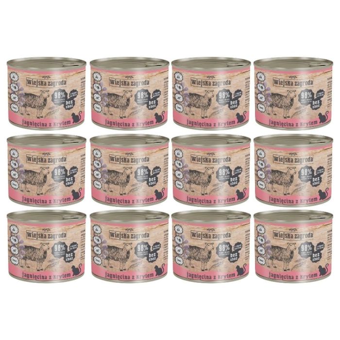 WIEJSKA ZAGRODA Adult Jagnięcina i kryl 12x200 g puszka dla kota