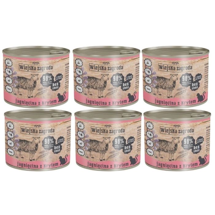 WIEJSKA ZAGRODA Adult Jagnięcina i kryl 6x200 g puszka dla kota