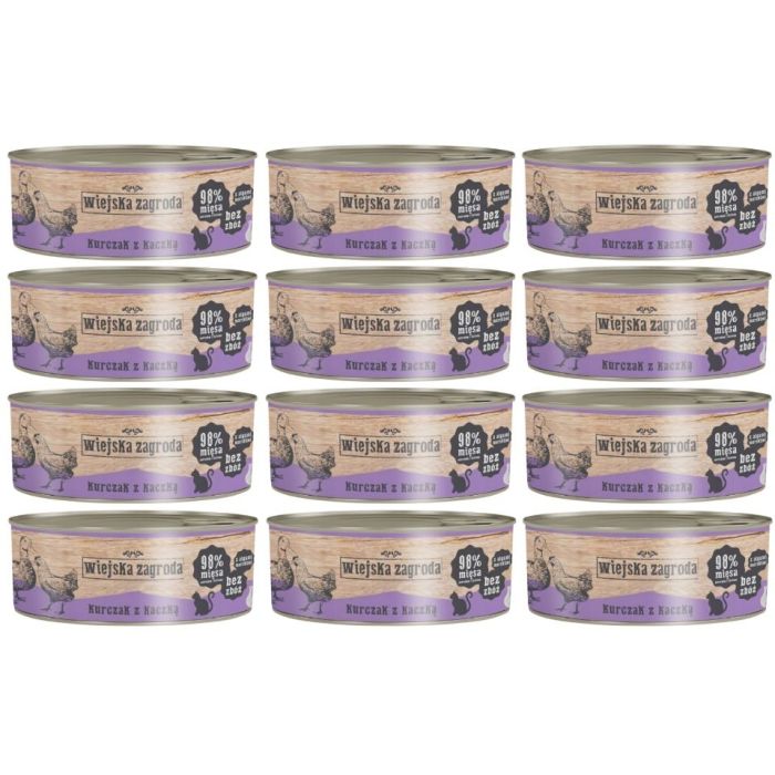 WIEJSKA ZAGRODA Adult Kurczak z kaczką 12x85 g puszka dla kota