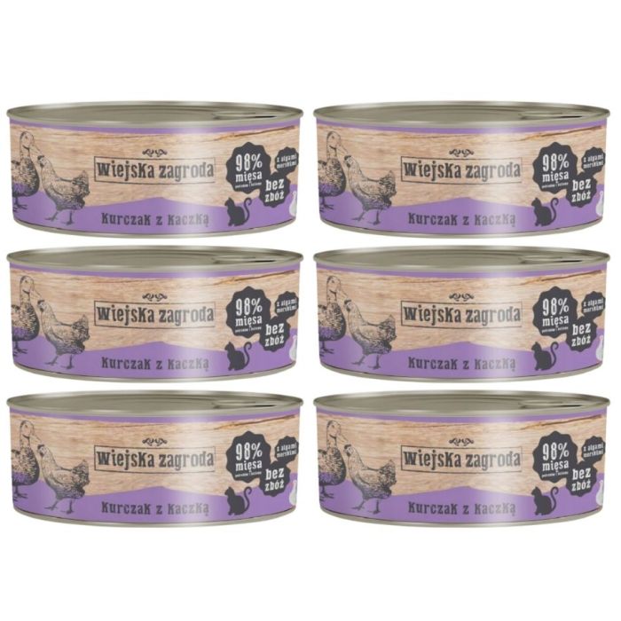 WIEJSKA ZAGRODA Adult Kurczak z kaczką 6x85 g puszka dla kota