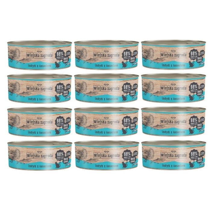 WIEJSKA ZAGRODA Adult Indyk z łososiem 12x85 g mokra karma dla kota