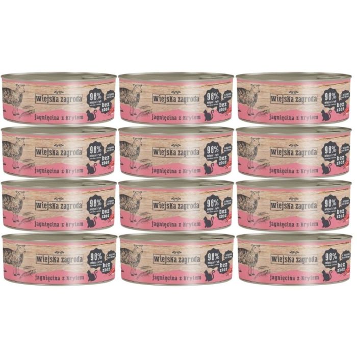 WIEJSKA ZAGRODA Adult Jagnięcina i kryl 12x85 g puszka dla kota