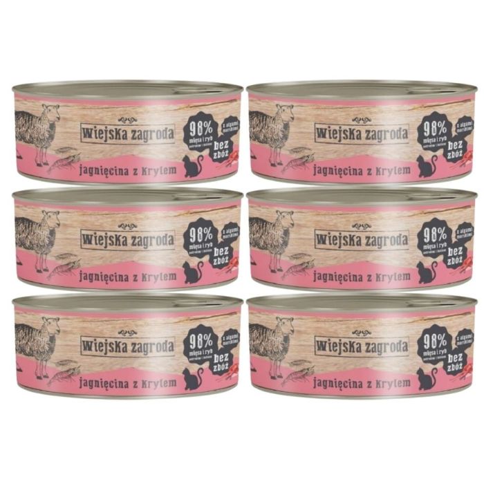 WIEJSKA ZAGRODA Adult Jagnięcina i kryl 6x85 g puszka dla kota