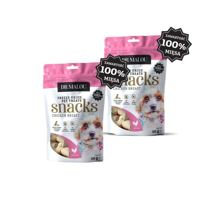 DR MALOU Mięsne kostki 100% liofilizowanej piersi z kurczaka 2x50g przysmaki dla psów