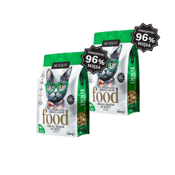 DR MALOU Liofilizowana karma Kurczak z łososiem 2x1 kg sucha karma dla kotów