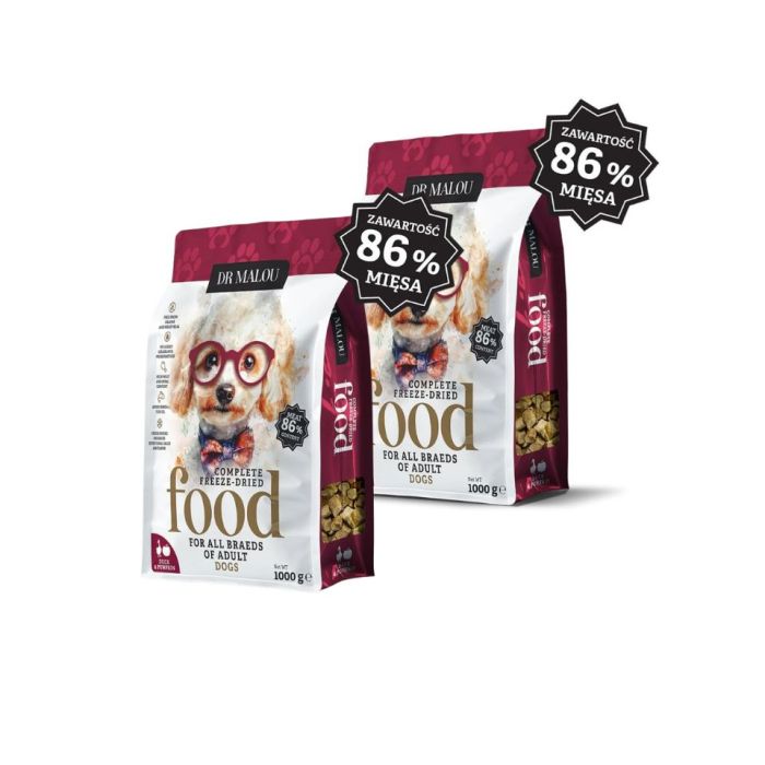 DR MALOU Liofilizowana karma Kaczka z dynią 2x1 kg sucha karma dla psów