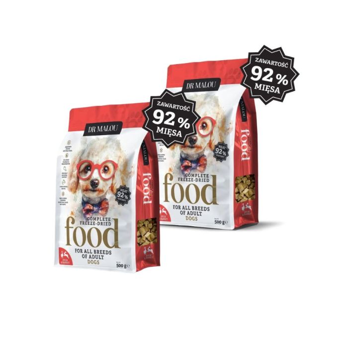 DR MALOU Liofilizowana karma Kaczka z królikiem 2x500g sucha karma dla psów
