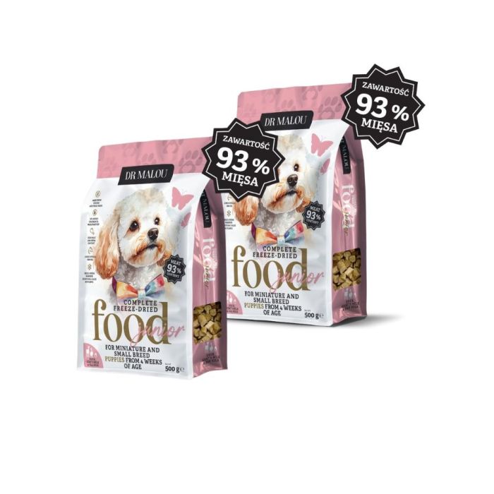 DR MALOU Puppies Liofilizowana karma Kaczka z mlekiem kozim i żółtkiem 2x500g sucha karma dla szczeniąt