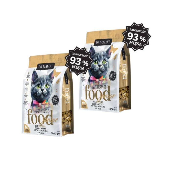DR MALOU Kitten Liofilizowana karma Kurczak z kozim mlekiem i żółtkiem 2x1 kg sucha karma dla kociąt