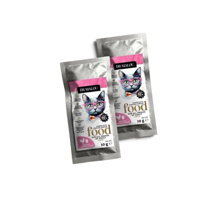 DR MALOU Liofilizowana karma Kurczak z kurzymi sercami 2x10 g sucha karma dla kotów