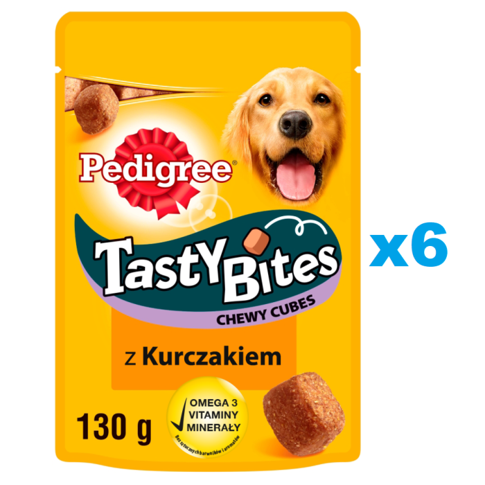 PEDIGREE Tasty Bites Chewy Cubes przysmak dla psów z kurczakiem 6x130 g